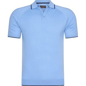 Cappuccino Italia - Heren Polo SS Tipped Tricot Polo - Blauw - Maat L