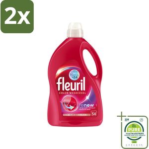 Fleuril - Wasmiddel - Renew Color Vloeibaar Wasmiddel - Gekleurde Was - 54 wasbeurten - Voordeelverpakking - 2 stuks - Wasmiddel voor gekleurde was - Kleurbehoud
