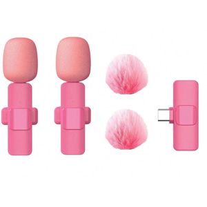 S&E Draadloze Lavalier Microfoon – Clip-on Microfoon voor Smartphone, Video & Audio Opname - Type C - Fel Roze