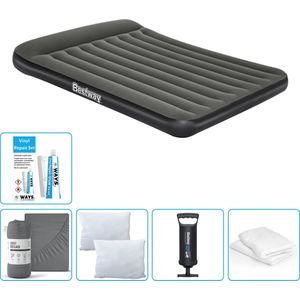 Bestway luchtbed - 2-Persoons - 152 x 203 x 30 cm - Groen - Inclusief Hoeslaken - Kussen - Kussenbeschermer - Pomp en Reparatieset