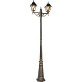 QAZQA antigua - Klassieke Staande Buitenlamp | Staande Lamp voor buiten - 2 lichts - H 240 cm - Goud - Buitenverlichting