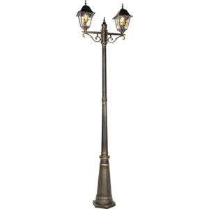 QAZQA antigua - Klassieke Staande Buitenlamp | Staande Lamp voor buiten - 2 lichts - H 240 cm - Goud - Buitenverlichting