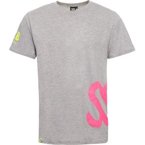SEB Tee Grey - Neon Pink | T shirt heren - Grijs - Neon - Organisch katoen - T-shirt