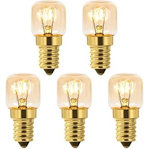 Dimbare E14 Ovenlamp, Warmwitte 2700K Gloeilamp voor Oven en Magnetron, 160 Lumen, Hittebestendig tot 300°C, Verpakt per 5 Stuks