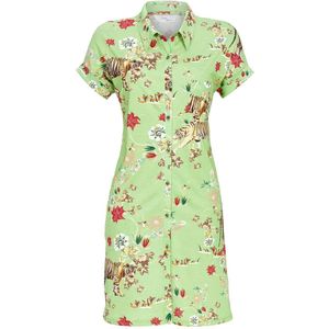 Turquoise groen doorknoopnachthemd tijgers - Groen - Maat - 38