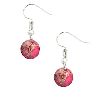 Bixorp Gems Zee Sediment Jaspis Edelstenen Oorbellen - Roze Dames Oorbellen met Kraaltjes - Edelsteen Oorhangers - Cadeau voor Meisjes & Vrouwen