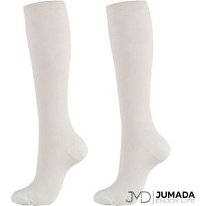 Jumada's Geweven Compressiekousen - Steunkousen - Reissokken - Elastisch - Unisex - Maat S/M - Wit