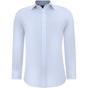 Nette Overhemden Voor Mannen - Slim Fit Blouse Stretch - Wit