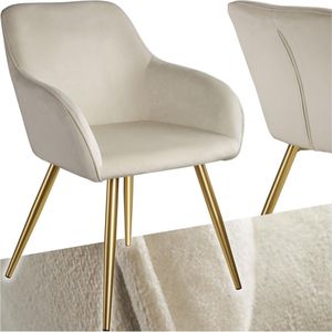 Ergonomische Eetkamerstoel in Fluweellook met Gouden Poten - Comfortabele en Stijlvolle Keukenstoelen