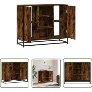 The Living Store Dressoir 92x35x76 cm bewerkt hout gerookt eikenkleurig - Dressoir - Meubels - Industrieel Meubilair - Houten Dressoir - Opbergkast