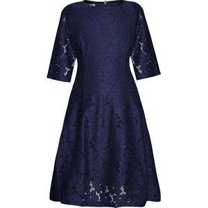 La V Kanten jurk met driekwart mouwen Navy - 146