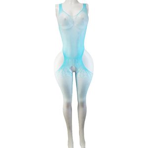 BamBella ® - Panty pak -Onesize - body suit - Dames - Onesize - Erotische jumpsuit van kant lingerie blauw wit