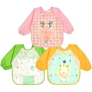 Slabbetje met mouwen baby mouw slabbetje hecht aan uw kinderstoel, baby slabbetje met mouwen waterdicht voor jongens meisjes peutervoeding slabbetje schort-eenhoorn