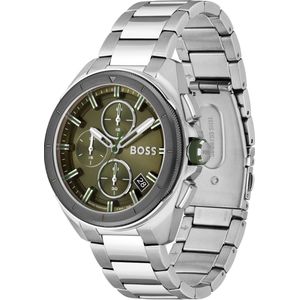 BOSS HB1513951 VOLANE Heren Horloge - Mineraalglas - Roestvrijstaal - Zilverkleurig - 44 mm breed - 4.4 cm lang - Quartz - Vouw/Vlindersluiting