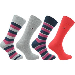 Tommy Hilfiger Orginal Stripe Box 4-Pack Socks 482002001-085, Mannen, Multi, Sportsokken maat: 39-42 EU