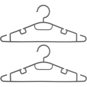 Set van 30x stuks kunststof kledinghangers grijs 40 x 18 cm - Kledingkast hangers/kleerhangers