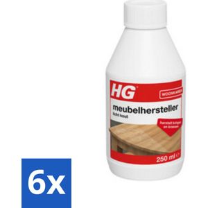 6 x HG Meubelhersteller Licht Hout 250 ml - Meubelhersteller - Houtverzorging - Krassen Verwijderen - Vlekken Verwijderen - Meubels Opknappen
