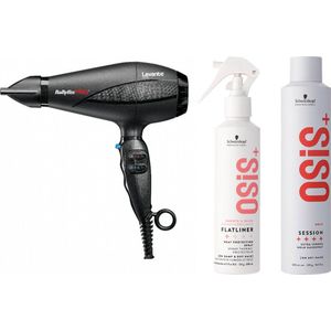 Babyliss PRO Ionic Levante Föhn 2100W + Schwarzkopf OSiS+ Flatliner 200ml + OSiS+ Session Hairspray 500ml