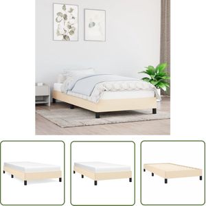 The Living Store Bedframe zonder matras 80x200 cm stof crèmekleurig - Bed Frame - Houten Bed Frame - Stoffen Bed Frame - Creme Bed Frame - Tweepersoons Bed Frame