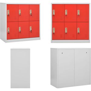 vidaXL Lockerkast 90x45x92-5 cm staal lichtgrijs en rood - Lockerkast - Lockerkasten - Locker Kast - Locker Kasten