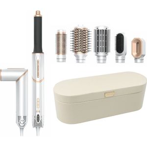 ProStyler 6 in 1 Airstyler - Föhn - Krultang - Haardroger - Haarstyler - Hairwrap - functie Instelbare Temperatuur - Zonder Hittebeschadiging - Inclusief 6 Opzetstukken - Wit