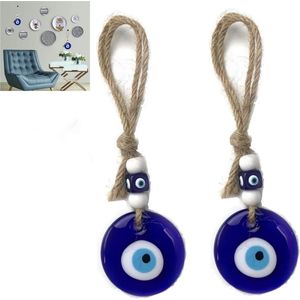 2 stuks Turks oog wandopknoping - amulet wandtapijt voor geluk - decoratie en zegen bedelcadeau