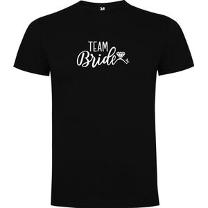 Zwart T-Shirt met “ Team Bride / Team van de Bruid “ Afbeelding Wit Maat 3XL
