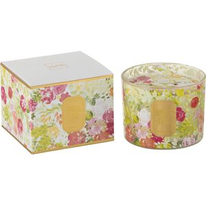 J-Line geurkaars Happiness Blooms Mimosa&Rose - wit - small - 30U