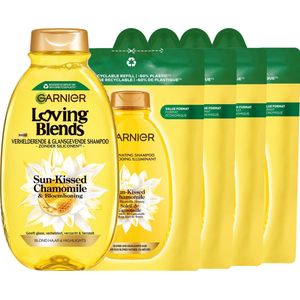 Garnier Loving Blends Kamille & Bloemenhoning Shampoo & Refill - Blond Haar & Highlights - Verhelderend & Glansgevend - 5x 250ml