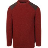 Barbour - Gebreide Trui - Rood Gemeleerd - Wol - Ronde Hals