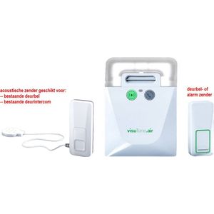 HUMANTECHNIK Visutone.air draadloze deurbel en deurbel-VERSTERKER - deurintercom-VERSTERKER - zeer LUIDE BEL en FLITSER - incl soundsensor - A-2505-0/A-2507-0