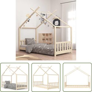 vidaXL Kinderbedframe - Massief Grenenhout - 70x140 cm Kinderbed - Houten Bed - Boomhut Bed - Kinderkamer Meubels - Tweepersoons Bed