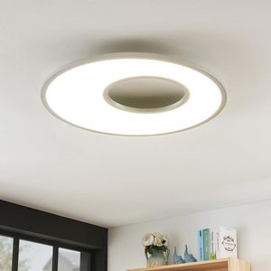 Lucande - LED plafondlamp- met dimmer - 1licht - kunststof, aluminium - H: 5.2 cm - wit, zilver - Inclusief lichtbron