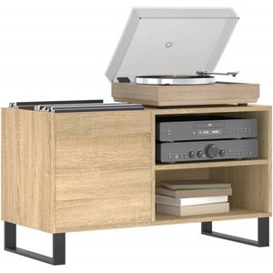 Platenspeler Meubel - LP-kast - Platenspelerkast - Draaitafelstandaard - Platenspelerstandaard - Vintage Displayplank - Sonoma Eiken