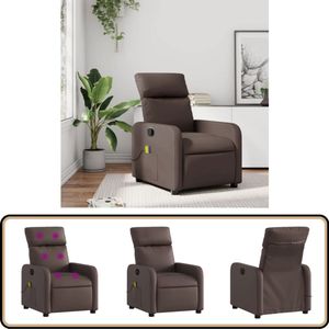 vidaXL Massagestoel - Verstelbaar - Kunstleer - Bruin Massagestoel - Lounge Stoel - Elektrische Massage - Ergonomische Stoel - Verstelbare Stoel