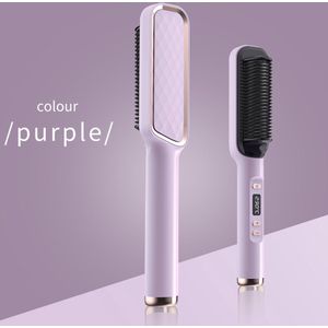 Paarse negatieve ionen stijltang, negatieve ionen stijltang, hete borstelringkam met LED-scherm, anti-verbranding, automatische uitschakeling, snelle verwarming, 30 temperatuurstanden, geschikt voor thuis, op reis en in de salon