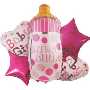 Folie Ballonnen - Babyshower - It's a Girl & Baby Girl - Roze - 80 cm