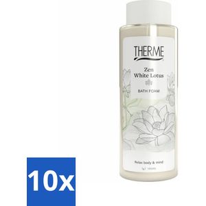 10 x Therme - Zen White Lotus - Badschuim - Verfrissend - Verzorgend - 500ml - Jasmijn - Musk - Vegan - Huidverzorging - Badproducten