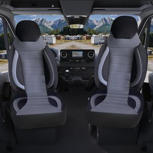 Stoelhoezen voor Mercedes Vito V Klasse W447 bestelbus in pasvorm, set van 2 stuks - bestuurder 1 + 1 passagierszijde | Met armleuning hoezen | CBS105 | Zwart - Grijs