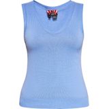 Mymo - Slipover - Blauw - Gebreid Vest - V-hals
