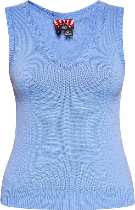 Mymo - Slipover - Blauw - Gebreid Vest - V-hals