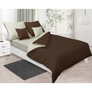 Dubbelzijdig Satijnen Beddengoed 160x200cm Bruin/Ecru