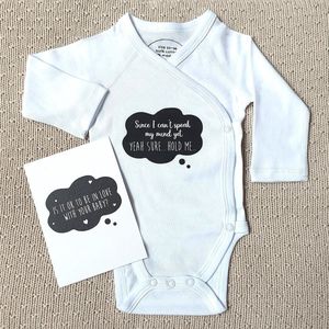 Liefs Jansje | Babyromper + kaart | Lange mouw | Overslagromper | Maat 50-56 | Babyrompertjes met tekst | Baby rompertje | Romper met grappige tekst | Kraamcadeau | Kraamcadeau geschenkset | Originele tekst romper