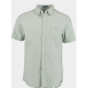 Gant Short Sleeve Overhemd Linnen Lichtgroen - Maat M - Heren - Hemden casual