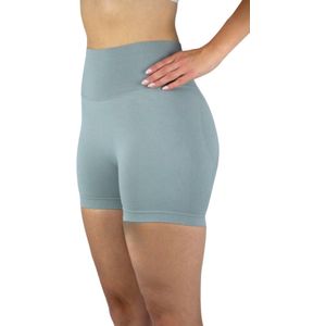Gymhunterz - Fitness short - Shorts met hoge taille - Shorts Gym Sport - Hardloop - Yogashorts voor dames - Sneldrogend, ademend en rekbaar - Spandex / Nylon - Kleur Grijs - Maat M