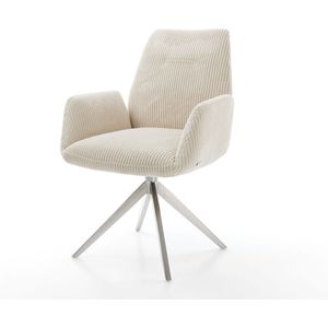 Gestoffeerde-stoel Zoa-Flex kruisframe breed roestvrij staal koord beige pocketveer kern