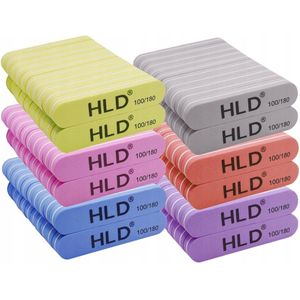HLD Mini Nagelvijl & Polijstblok 100/180 - 10 Stuks Mix Kleuren
