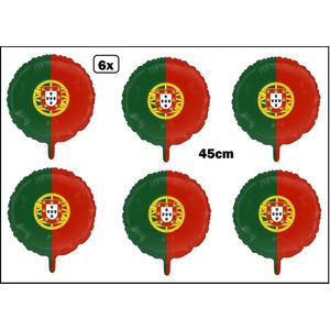 6x Folieballon Portugal (45 cm) - Thema feest land festival party fun folie ballon Koningsdag Nederland