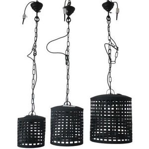 Deco4yourhome® - Hanglamp - Set van 3 - Zwart - Black - Industrieel - Mason