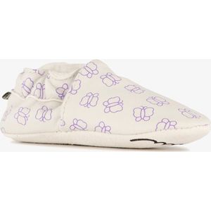 Groot leren babyschoenen met vlinders grijs - Maat 17/18 - In cadeauverpakking